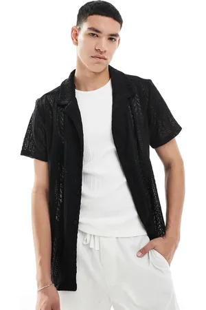 Brave Soul Open knit textured short sleeve shirt in