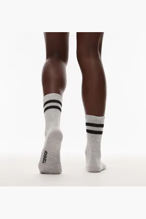 Topshop Sporty ribbed socks with stripe in black & marl