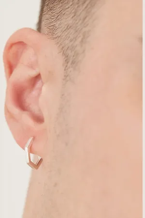 ASOS Sterling hexagon hoop earrings in plate