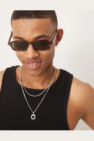 ASOS Mini rectangle sunglasses with tortoiseshell frame and green smoke lens