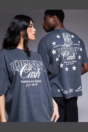 ASOS Unisex oversized t-shirt with Johnny Cash prints in washed