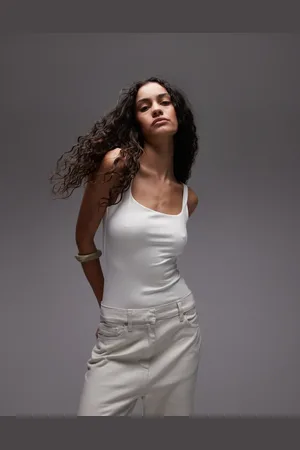 MANGO Ribbed scoop neck bodysuit in