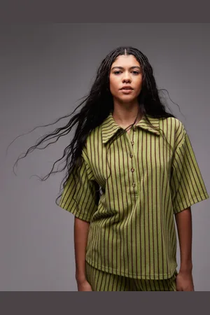 Topshop Stripe towelling boxy polo co-ord in