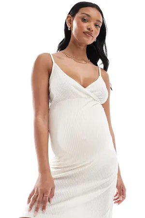 Mama;licious Mamalicious Maternity soft ribbed nursing nightdress in cream