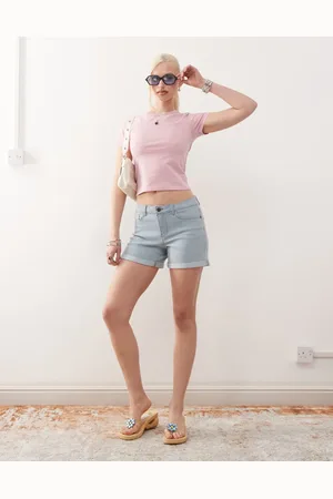 Noisy May Debby denim shorts in light wash