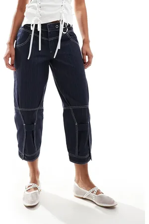 Basic Pleasure Mode Seam detail capri trousers in blue