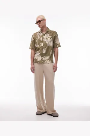 MANGO Cotton floral print short sleeve shirt in light
