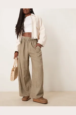Free People Days end linen pull-on trousers in caiman