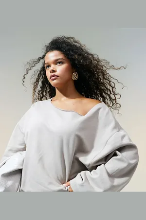 ASOS ASOS DESIGN Curve off shoulder oversized sweatshirt in mink