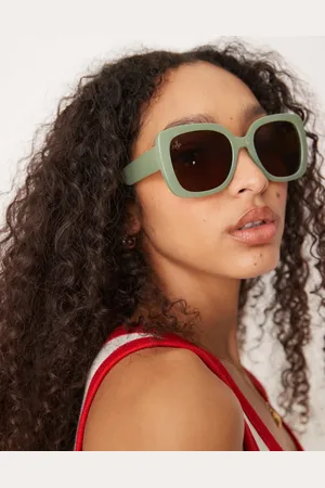 Jeepers Peepers Chunky square sunglasses in sage