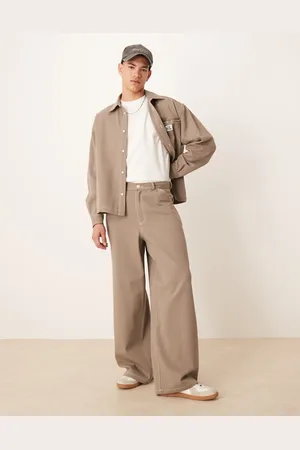 ASOS Co-ord super baggy twill trousers in khaki