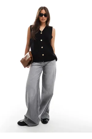 ASOS Longline boxy fit waistcoat with gold buttons in