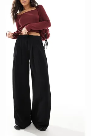 Stradivarius Wide leg crinkle tie waist trouser in