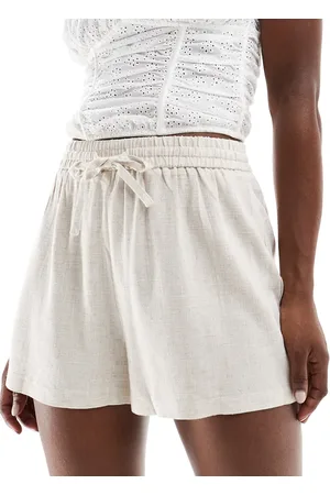 Miss Selfridge Linen pull on shorts in natural slub