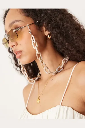 Jeepers Peepers Chunky resin sunglasses chain in cream