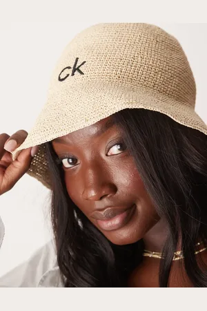 Calvin Klein Calvin Klein logo straw bucket hat in natural