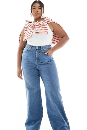 Dr Denim Straight leg jeans in cape sky worn hem wash