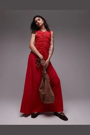 Topshop Drop waist ruched maxi dress in