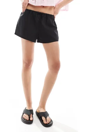 Stradivarius STR linen drawstring short in