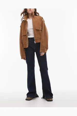 MANGO Elle split hem flare jean in dark