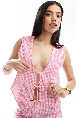 Esmée Esmee Exclusive tie front waistcoat in gingham