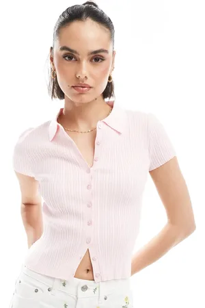 Stradivarius Knitted short sleeve cardigan top in