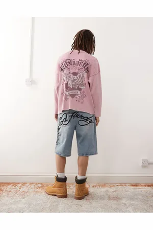 ED HARDY Death or glory denim skater shorts in