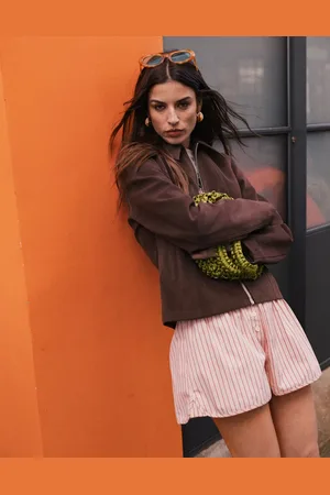 Topshop Faux suede zip through jacket in
