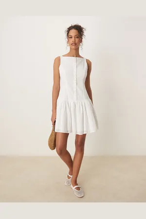 Glamorous Drop waist broderie mini dress in