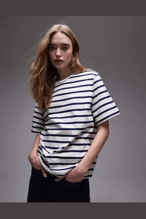 ARKET Midweight short sleeve t-shirt in blue and white strips