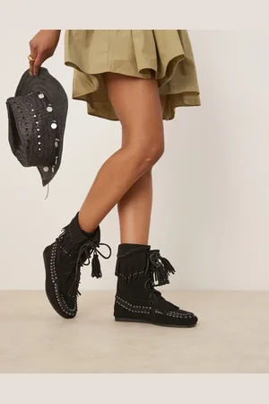 ASOS Anais fringe ankle boots in suede
