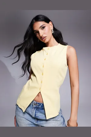 ASOS Cinched longline waistcoat in buttermilk