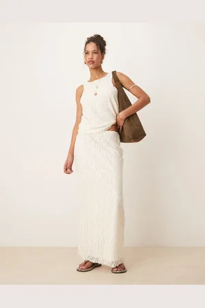 VILA Textured maxi skirt co-ord in cream