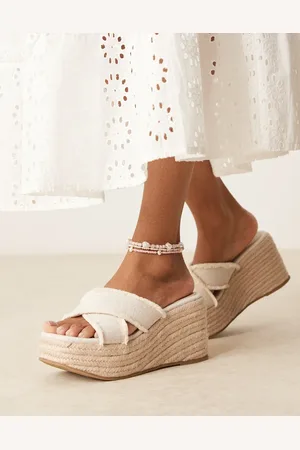 ASOS Twirl cross strap wedges in natural