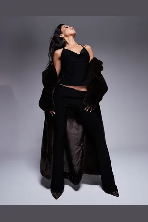 Fashionkilla Double layered slinky cowl neck halterneck strappy back top in