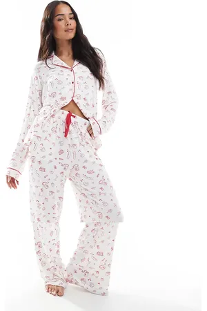 Threadbare Soft touch brunch print pyjama set in