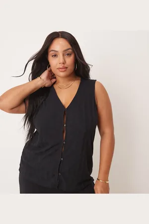 VILA Lightweight rib knit sleeveless waistcoat co-ord in