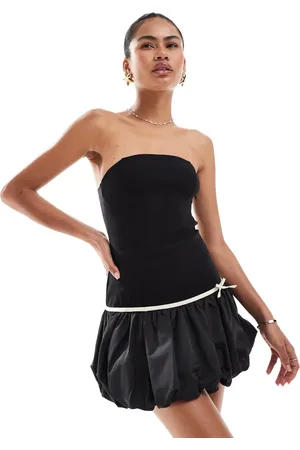Motel Klaita bow detail puffball mini dress in