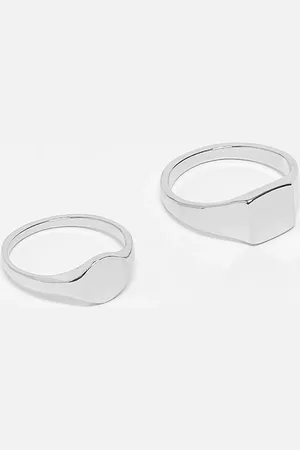 ASOS 2 pack signet rings in tone