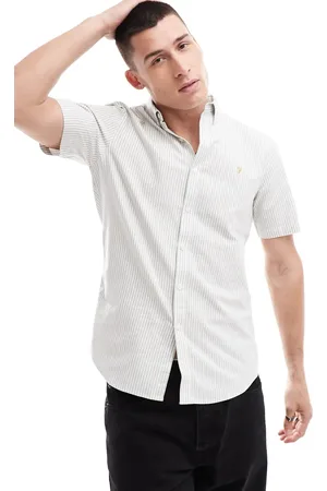 Farah Brewer slim fit stripe short sleeve shirt in