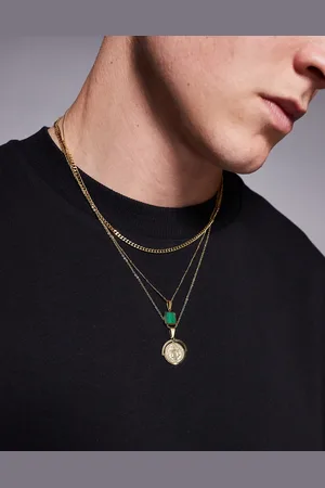ASOS 3 pack waterproof stainless steel necklace with pendant in tone