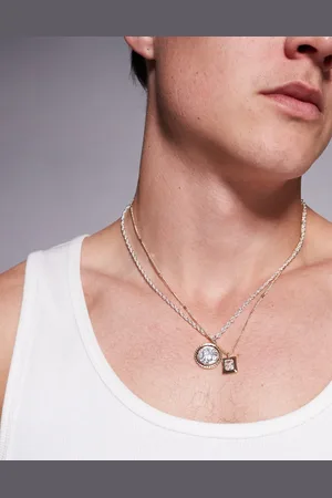 ASOS 2 pack necklace with coin and crystal pendant in mixed metals