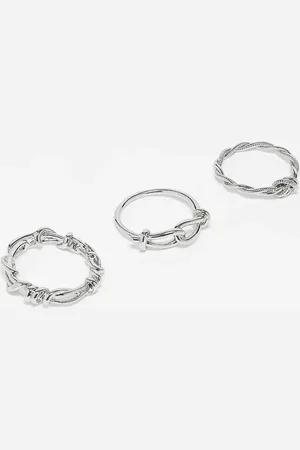 ASOS 3 pack wire design rings in tone