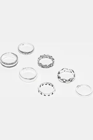 ASOS 7 pack band ring set in burnished tone
