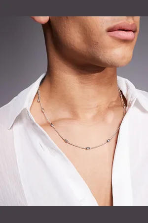 ASOS 2 pack waterproof stainless steel dot dash chain necklace in tone
