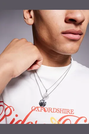 ASOS 2 pack waterproof stainless steel necklace with molten hammered pendants in tone