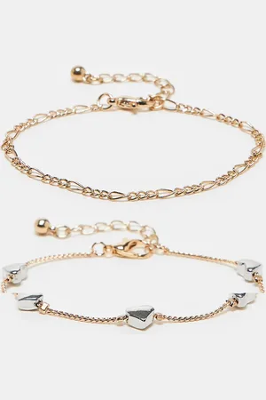 Reclaimed Bracelet chain 2 pack with hearts in