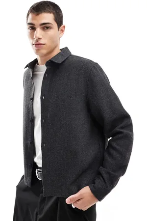 ASOS Boxy overshirt in charcoal wool look