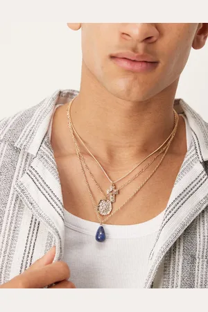 ASOS 3 pack necklace with coin and semi-precious stone in tone