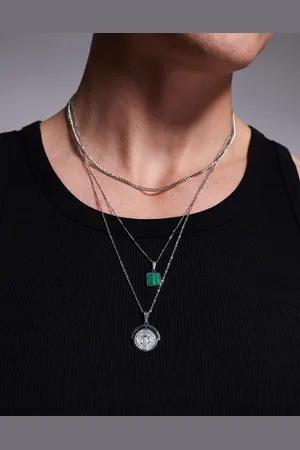 ASOS 3 pack waterproof stainless steel necklace with moving pendant in tone